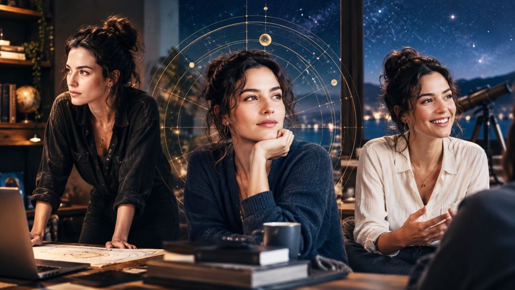 Astrolojide dekanların aynı burç içindeki farklı karakter tonlarını gösteren kozmik portre